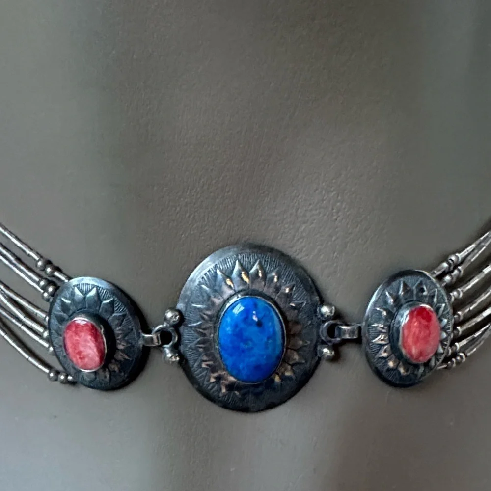 Carolyn Pollack liquid sterling silver turquoise choker‎ unsigned